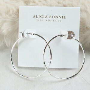 Alicia Bonnie Amoura Silver Faceted Hoop Earrings